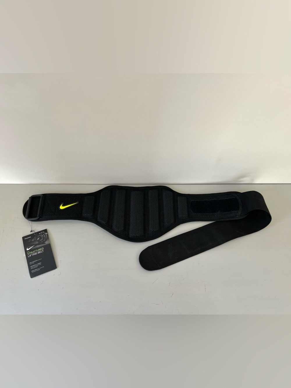 Nike Black Structured Lifting Belt with Green Accents